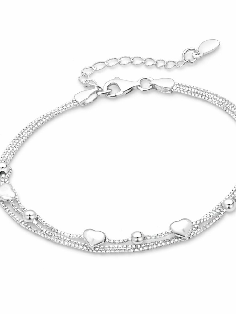 Sterling Silver Heart Double Strand “Sweetheart Drift” Bracelet
